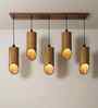 Cedar 5 Lights Brown Solid Wood Linear Chandelier Cluster Hanging Light