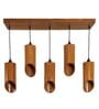 Cedar 5 Lights Brown Solid Wood Linear Chandelier Cluster Hanging Light
