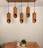 Cedar 5 Lights Brown Solid Wood Linear Chandelier Cluster Hanging Light