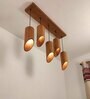 Cedar 5 Lights Brown Solid Wood Linear Chandelier Cluster Hanging Light