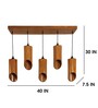 Cedar 5 Lights Brown Solid Wood Linear Chandelier Cluster Hanging Light