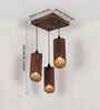 Cedar Brown Solid Wood Cluster Hanging Light