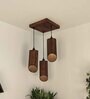 Cedar Brown Solid Wood Cluster Hanging Light