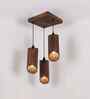 Cedar Brown Solid Wood Cluster Hanging Light