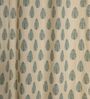 Cedar Cream & Blue Cotton 230 GSM  Ethnic 5 Feet Room Darkening Eyelet Window Curtains (2 Pc)