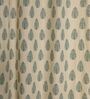 Cedar Cream & Blue Cotton 230 GSM  Ethnic 7 Feet Room Darkening Eyelet Door Curtains (2 Pc)
