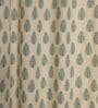 Cedar Cream & Blue Cotton 230 GSM  Ethnic 9 Feet Room Darkening Eyelet Long Door Curtains (2 Pc)