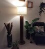 Cedar Wooden Floor Lamp with Jute Shade & Brown Base