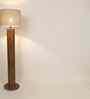Cedar Wooden Floor Lamp with Jute Shade & Brown Base