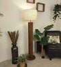 Cedar Wooden Floor Lamp with Jute Shade & Brown Base
