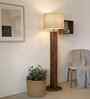 Cedar Wooden Floor Lamp with Jute Shade & Brown Base