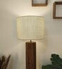 Cedar Wooden Floor Lamp with Jute Shade & Brown Base