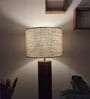 Cedar Wooden Floor Lamp with Jute Shade & Brown Base