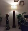 Cedar Wooden Floor Lamp with Jute Shade & Brown Base