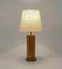 Cedar Wooden Table Lamp with Jute Shade & Brown Base