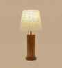Cedar Wooden Table Lamp with Jute Shade & Brown Base
