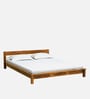 Cedro Sheesham Wood Queen Size Bed In Scratch Resistant Rustic Teak Finish