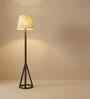 Ceiline Wooden Floor Lamp with Jute Shade & Brown Base