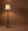 Ceiline Wooden Floor Lamp with Jute Shade & Brown Base