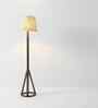 Ceiline Wooden Floor Lamp with Jute Shade & Brown Base