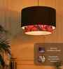 Ceiling Lamp With Fabric Lampshades. Modern 18 X 13.5 Iches Double Drum Pendant Light Fixture Feline Exotic