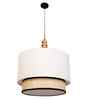 Ceiling Lamp With Fabric Lampshades 18 X 19 Inches Double Drum Pendant Light Fixture Ivory Braided