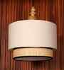 Ceiling Lamp With Fabric Lampshades 18 X 19 Inches Double Drum Pendant Light Fixture Ivory Braided