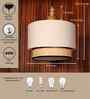 Ceiling Lamp With Fabric Lampshades 18 X 19 Inches Double Drum Pendant Light Fixture Ivory Braided