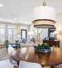 Ceiling Lamp With Fabric Lampshades 18 X 19 Inches Double Drum Pendant Light Fixture Ivory Braided