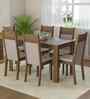 Celesta 6 Seater Dining Set With Cushioned Seats Rectangular Table Top In Brown & Beige Colour