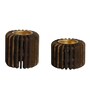 Celeste Set Of 2 Brown Pine Wood Table Tea Light Holder