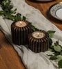 Celeste Set Of 2 Brown Pine Wood Table Tea Light Holder