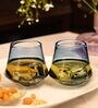 Celestia Harmony Borosilicate Whiskey Glass Set of 4 Light Blue Glasses