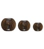 Cella Set Of 3 Brown Pine Wood Table Tea Light Holder
