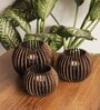 Cella Set Of 3 Brown Pine Wood Table Tea Light Holder