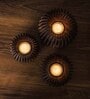 Cella Set Of 3 Brown Pine Wood Table Tea Light Holder