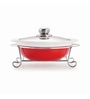 Prego Aroma Red Round Casserole With Metal Stand 1000 Ml