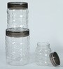 Cello Checkers Transparent Cylindrical Air Tight Canister Set