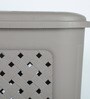 Plastic Grey Classic Laundry Basket With Lid, 50 Ltr