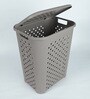 Plastic Grey Classic Laundry Basket With Lid, 50 Ltr