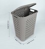 Plastic Grey Classic Laundry Basket With Lid, 50 Ltr