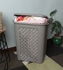 Plastic Grey Classic Laundry Basket With Lid, 50 Ltr