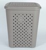 Plastic Grey Classic Laundry Basket With Lid, 50 Ltr