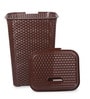 Plastic Brown Eliza Laundry Basket With Lid, 50 Ltr