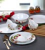 Cello Imperial Red Bloom Opalware Dinner Set, 33 Pc