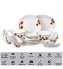 Cello Imperial Red Bloom Opalware Dinner Set, 33 Pc