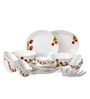 Cello Imperial Red Bloom Opalware Dinner Set, 33 Pc