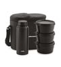 CELLO MF Alfa Stainless Steel Lunch Box Set with Bag, Black
