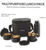 CELLO MF Alfa Stainless Steel Lunch Box Set with Bag, Black