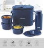 CELLO MF Alfa Stainless Steel Lunch Box Set with Bag, Blue